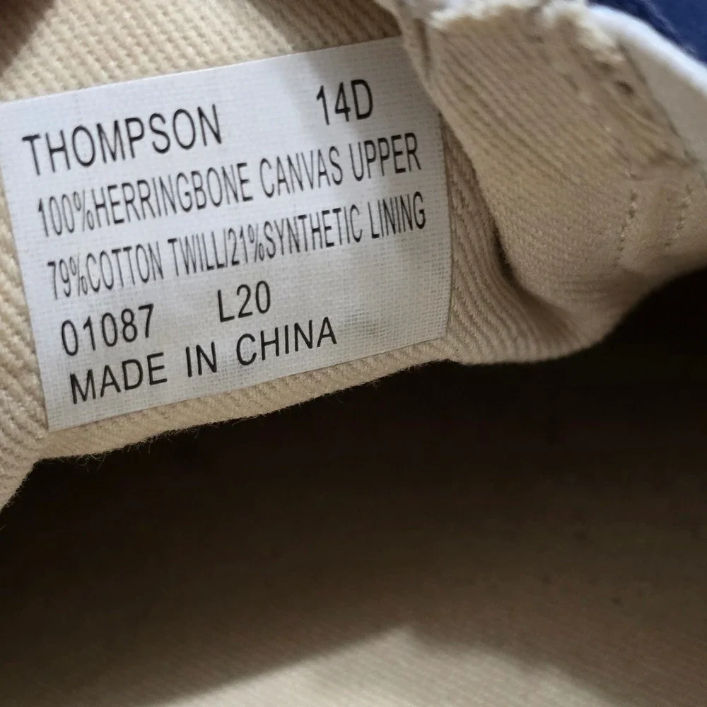 Polo Ralph Lauren Thompson Navy Herringbone Canvas Polo Bear Slip On Shoes 14D